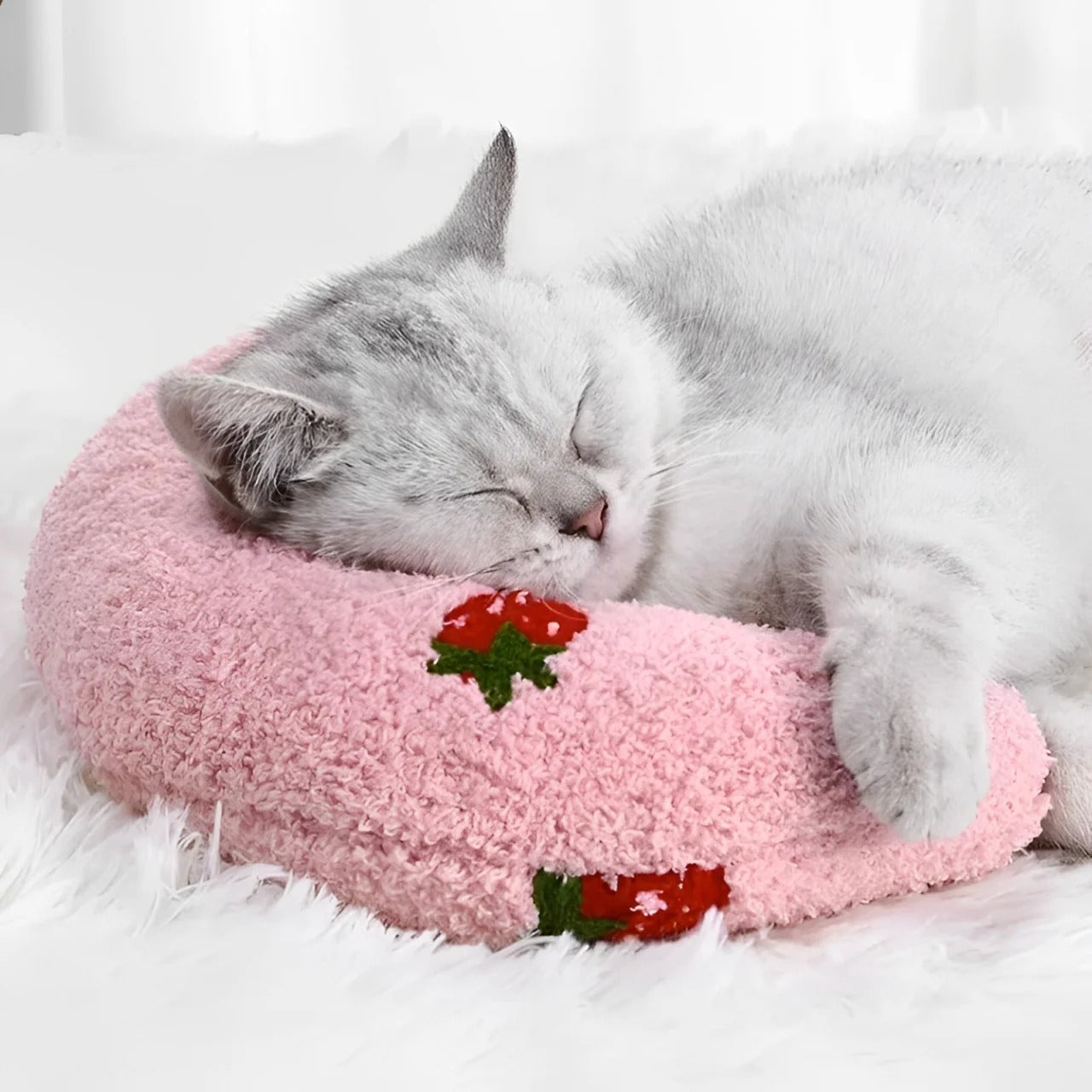 U-Shaped Cat Neck Support Pillow, Plush Cat Hugging Pillow for Head and Neck Comfort, Soft Calming Cat Rest Pillow for Sleeping and Relaxation