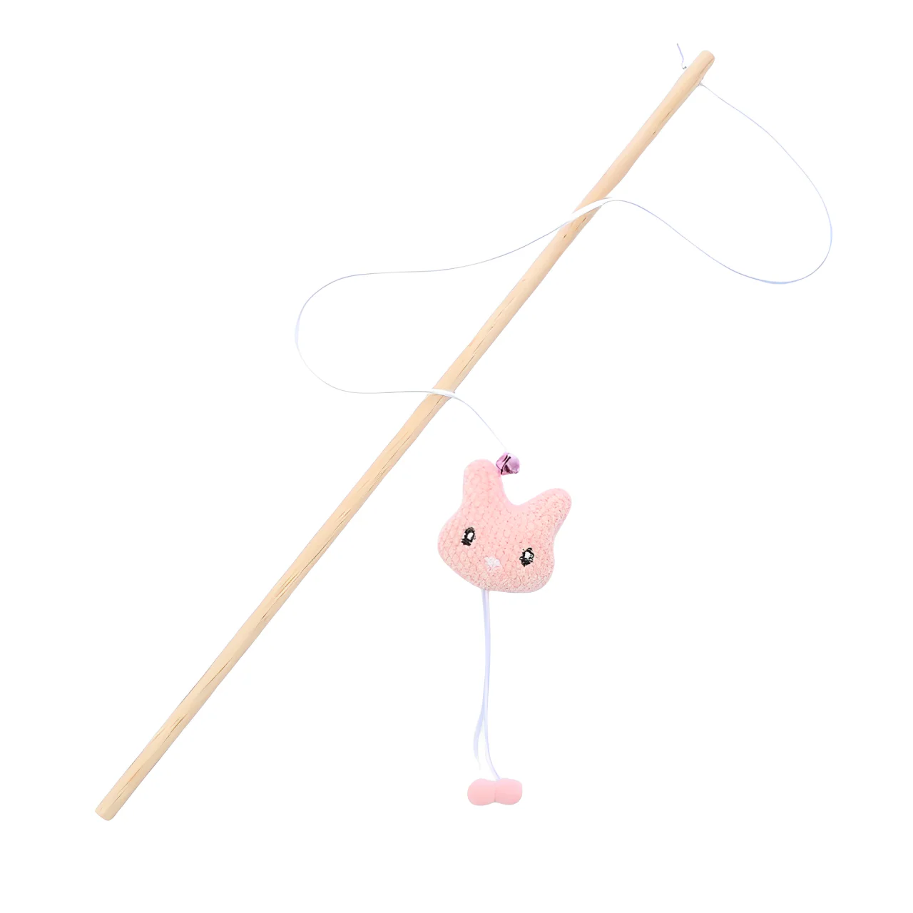 Interactive Cat Toy Wand with Bell and Plush Attachment, Teaser Wand Cat Toy for Indoor Cats, Handheld Stick Toy for Chase and Play