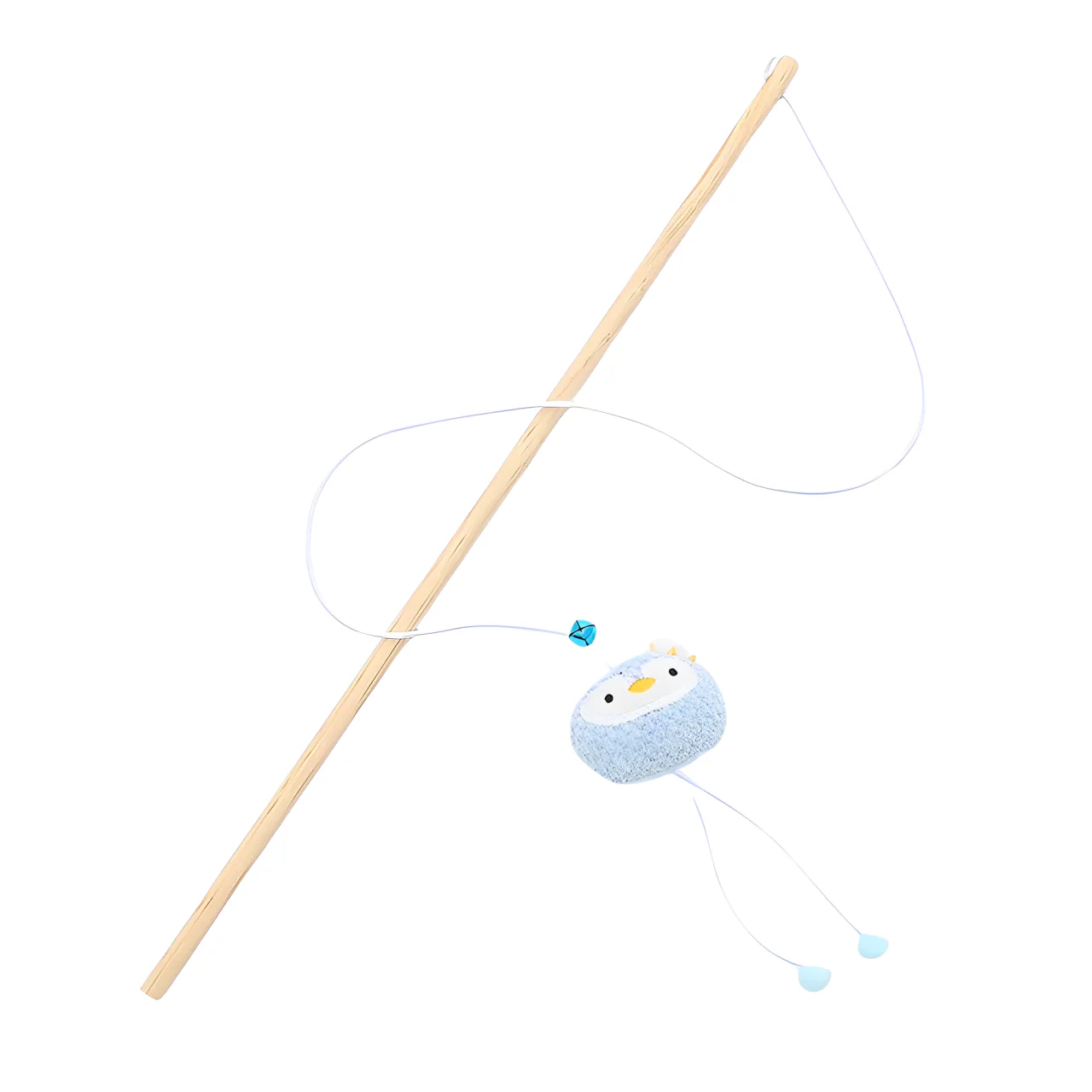 Interactive Cat Toy Wand with Bell and Plush Attachment, Teaser Wand Cat Toy for Indoor Cats, Handheld Stick Toy for Chase and Play