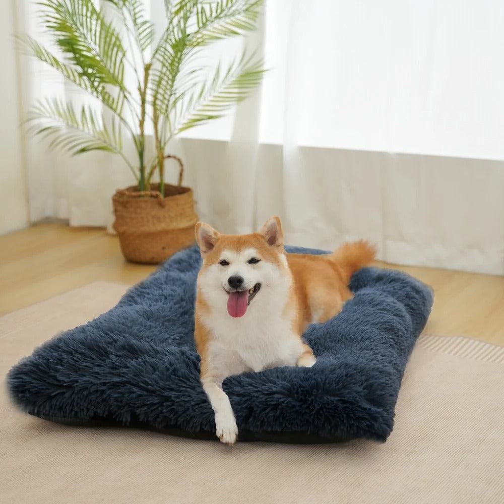 Large Dog Bed 35 x 23 Inch Plush Crate Pad, Washable Dog Bed Mat with Non-Slip Bottom, Soft Dog Cage Bed for Medium and Large Dogs