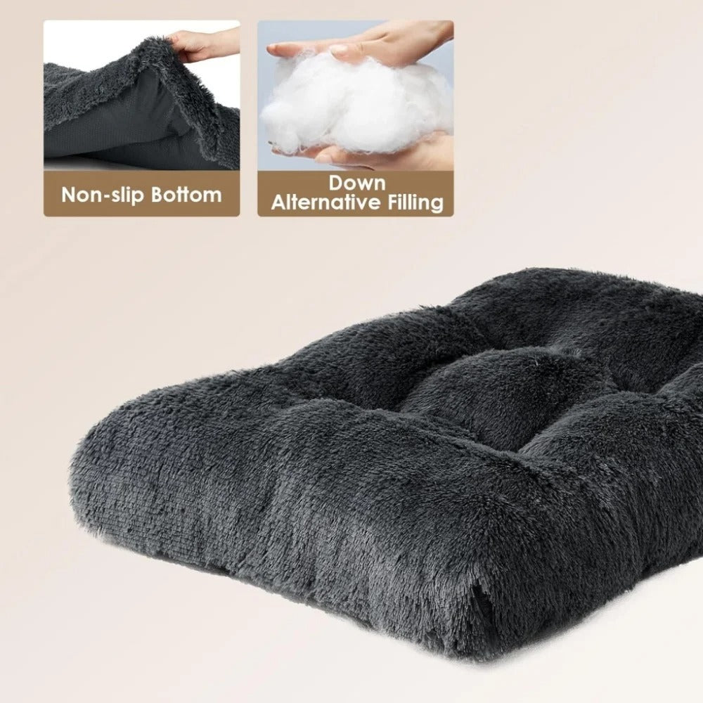 Large Dog Bed 35 x 23 Inch Plush Crate Pad, Washable Dog Bed Mat with Non-Slip Bottom, Soft Dog Cage Bed for Medium and Large Dogs