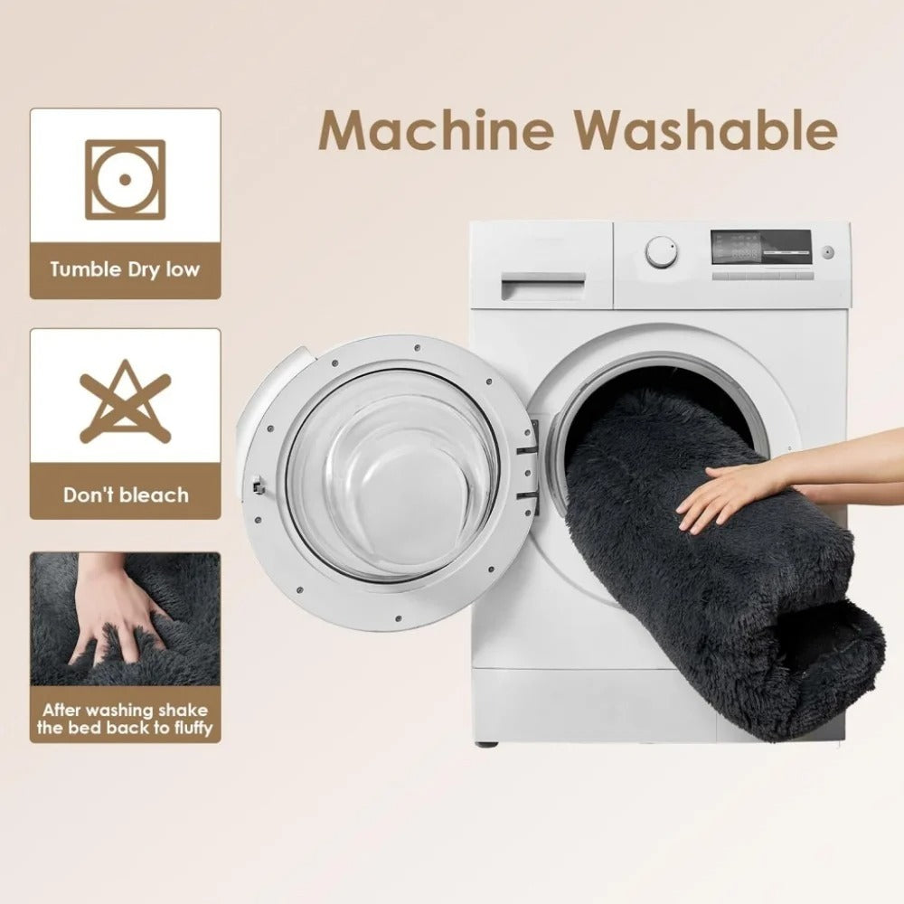 Large Dog Bed 35 x 23 Inch Plush Crate Pad, Washable Dog Bed Mat with Non-Slip Bottom, Soft Dog Cage Bed for Medium and Large Dogs