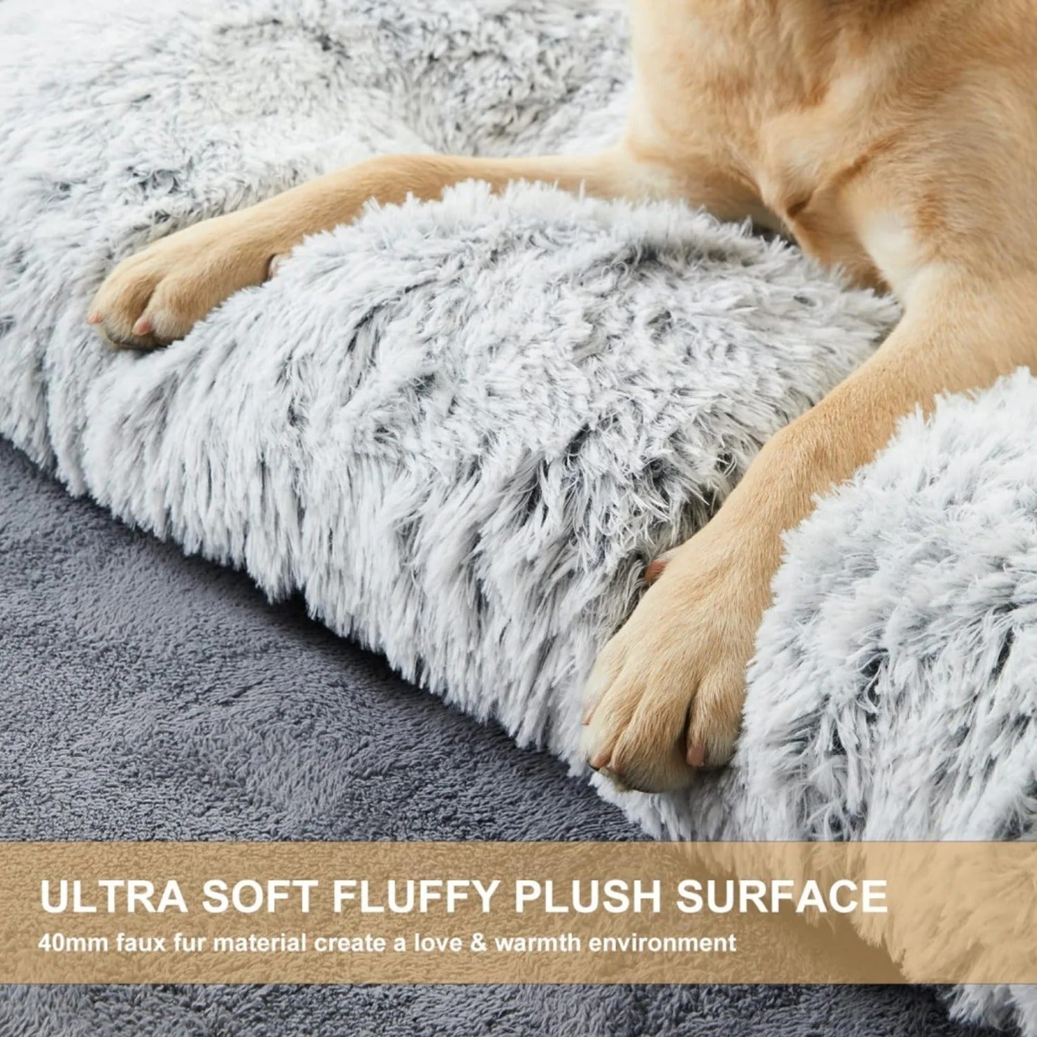 Large Dog Bed 35 x 23 Inch Plush Crate Pad, Washable Dog Cage Bed Mat with Non-Slip Bottom for Medium and Large Dogs, Gradient Gray