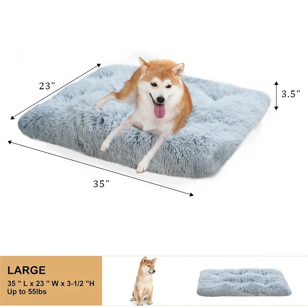 Large Dog Bed 35 x 23 Inch Plush Crate Pad, Washable Dog Cage Bed Mat with Non-Slip Bottom for Medium and Large Dogs, Gradient Gray