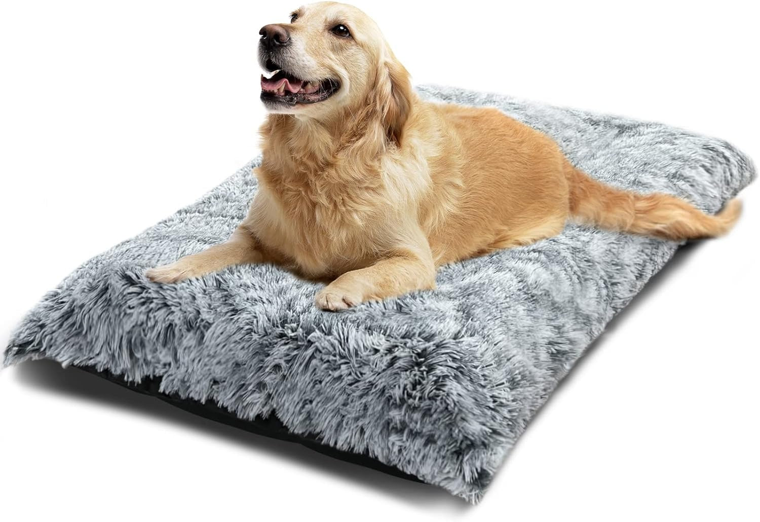 Large Dog Bed 35 x 23 Inch Plush Crate Pad, Washable Dog Cage Bed Mat with Non-Slip Bottom for Medium and Large Dogs, Gradient Gray