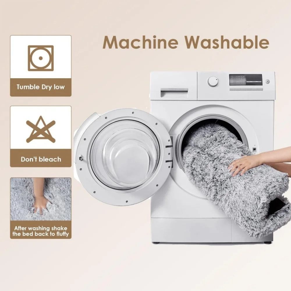 Large Dog Bed 35 x 23 Inch Plush Crate Pad, Washable Dog Cage Bed Mat with Non-Slip Bottom for Medium and Large Dogs, Gradient Gray