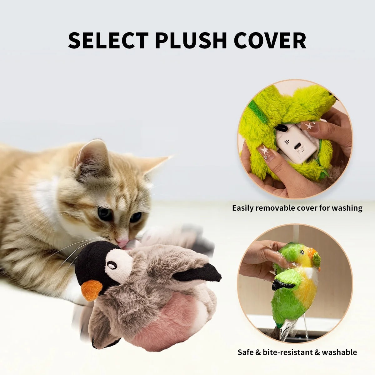 Interactive Electronic Flapping Bird Cat Toy with 500mAh Rechargeable Battery, Lifelike Chirping & Fluttering Wings for Indoor Play, Engaging Adult Cats and Curious Kittens, Perfect for Mental Stimulation and Exercise