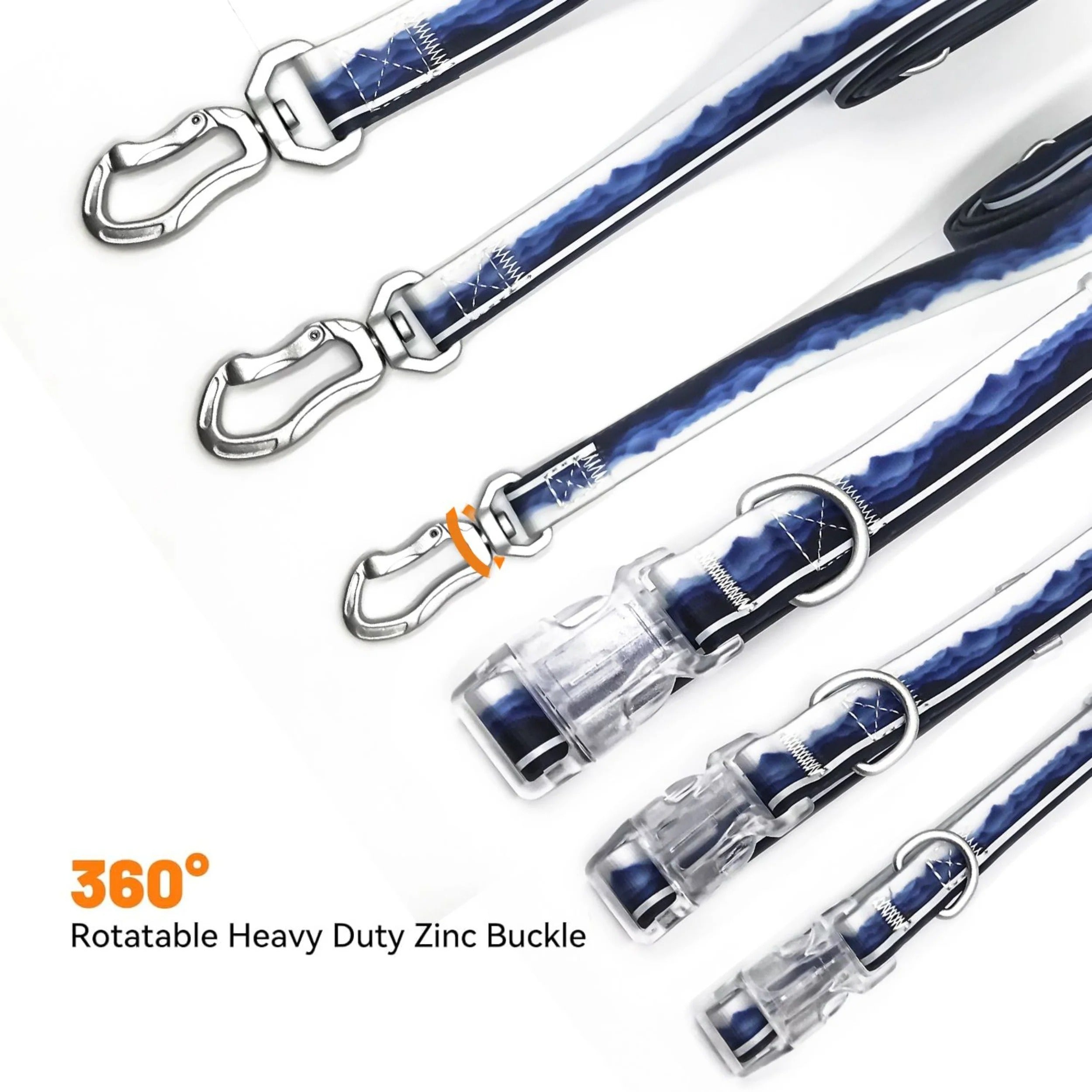 Pet Leash Set with Adjustable Collar and Harness, Reflective Dog Walking Leash, Durable Waterproof Leash for Outdoor Day and Night Use, Anti-Tangle and High Tensile Strength