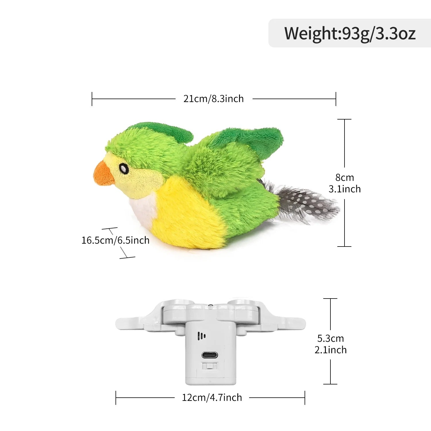 Interactive Flapping Bird Cat Toy with 500mAh Rechargeable Battery, Lifelike Chirping & Fluttering Wings for Indoor Cats and Playful Kittens, Stimulates Hunting Instincts and Encourages Active Play