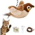 Interactive Flapping Sparrow Cat Toy with USB Rechargeable Battery, Lifelike Feathers, Chirping Sounds & Touch Activation, Catnip-Infused Indoor Play Toy for Adult Cats and Kittens